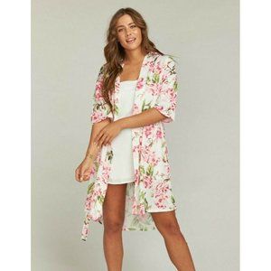 Show Me Your Mumu Women's Brie Robe One Size O/S Pink Floral Kimono